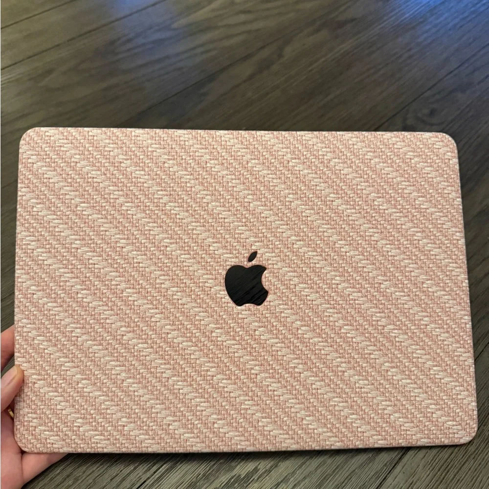 UniqFind Pink Cross Weave Protective Case for MacBook Air 13 inch